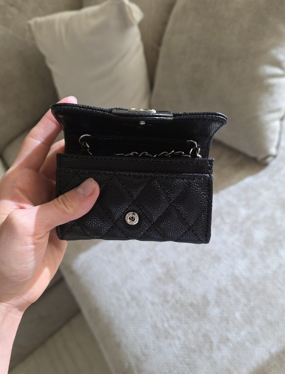 Quilted Mini Black Leather Card Holder Wallet Women Bags Purse Clutch Bag
